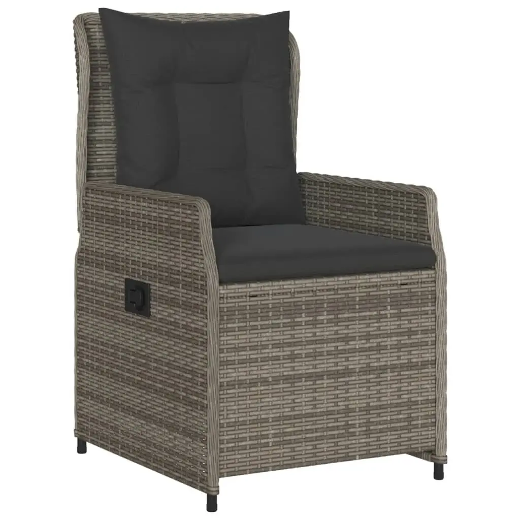 Grey Poly Rattan Outdoor Dining Set with Cushions