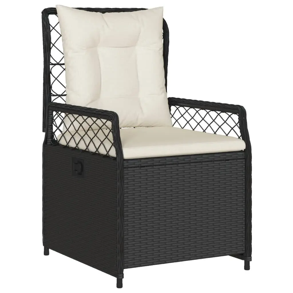 5 Piece Garden Dining Set PE Rattan Black Chairs Acacia Wood Table Outdoor Patio Furniture