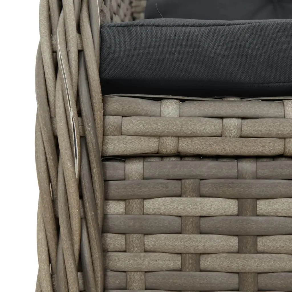 5-Piece Grey Poly Rattan Garden Dining Set with Cushions