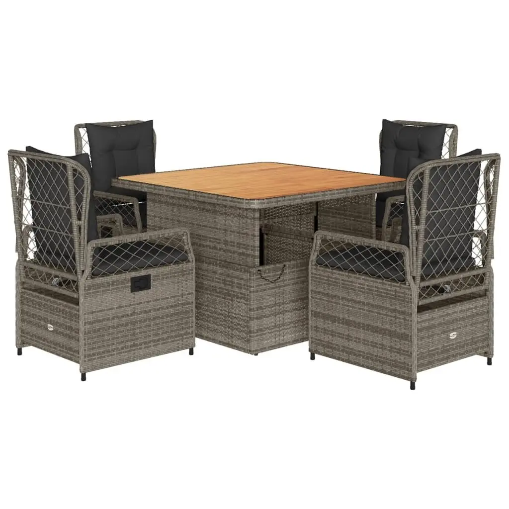 5 Piece Garden Dining Set PE Rattan Grey Outdoor Furniture
