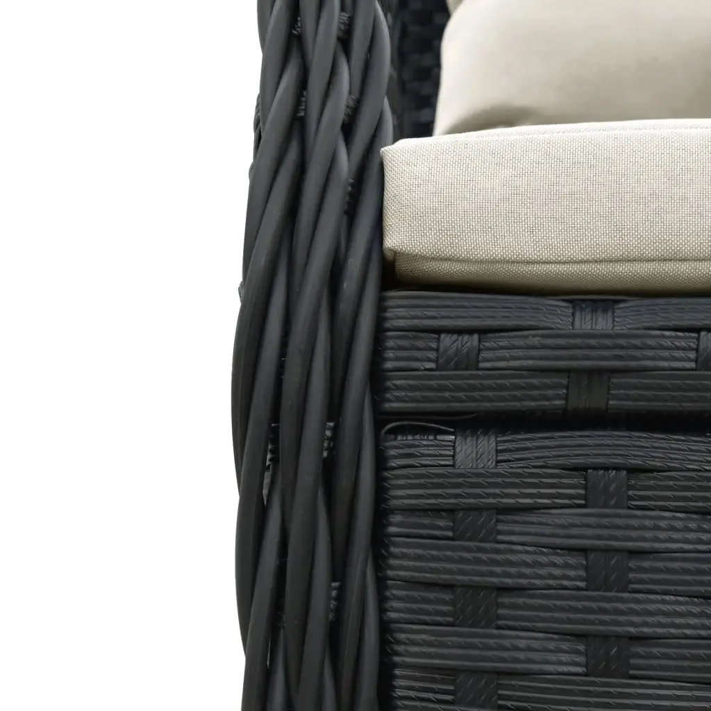 7 Piece Adjustable Black Poly Rattan Outdoor Dining Set
