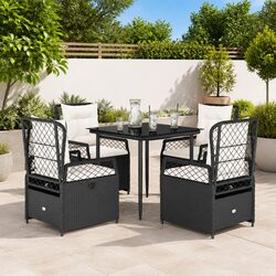 5 Piece Black Poly Rattan Outdoor Dining Set for Gardens