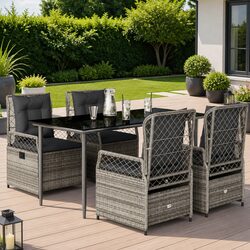 5-Piece Outdoor Garden Dining Set with Adjustable Backrest