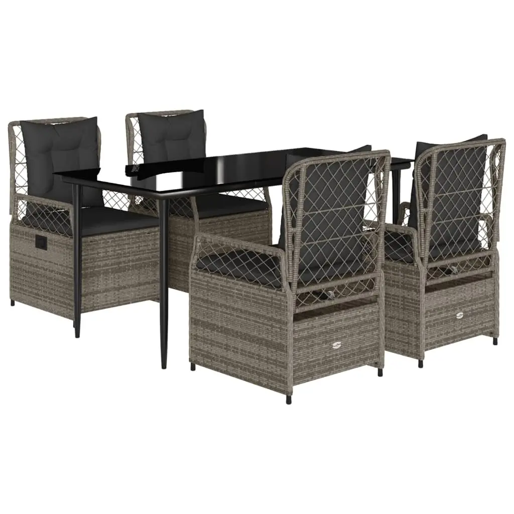 5-Piece Outdoor Garden Dining Set with Adjustable Backrest