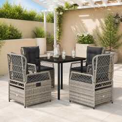Premium 5 Piece Grey PE Rattan Garden Dining Set