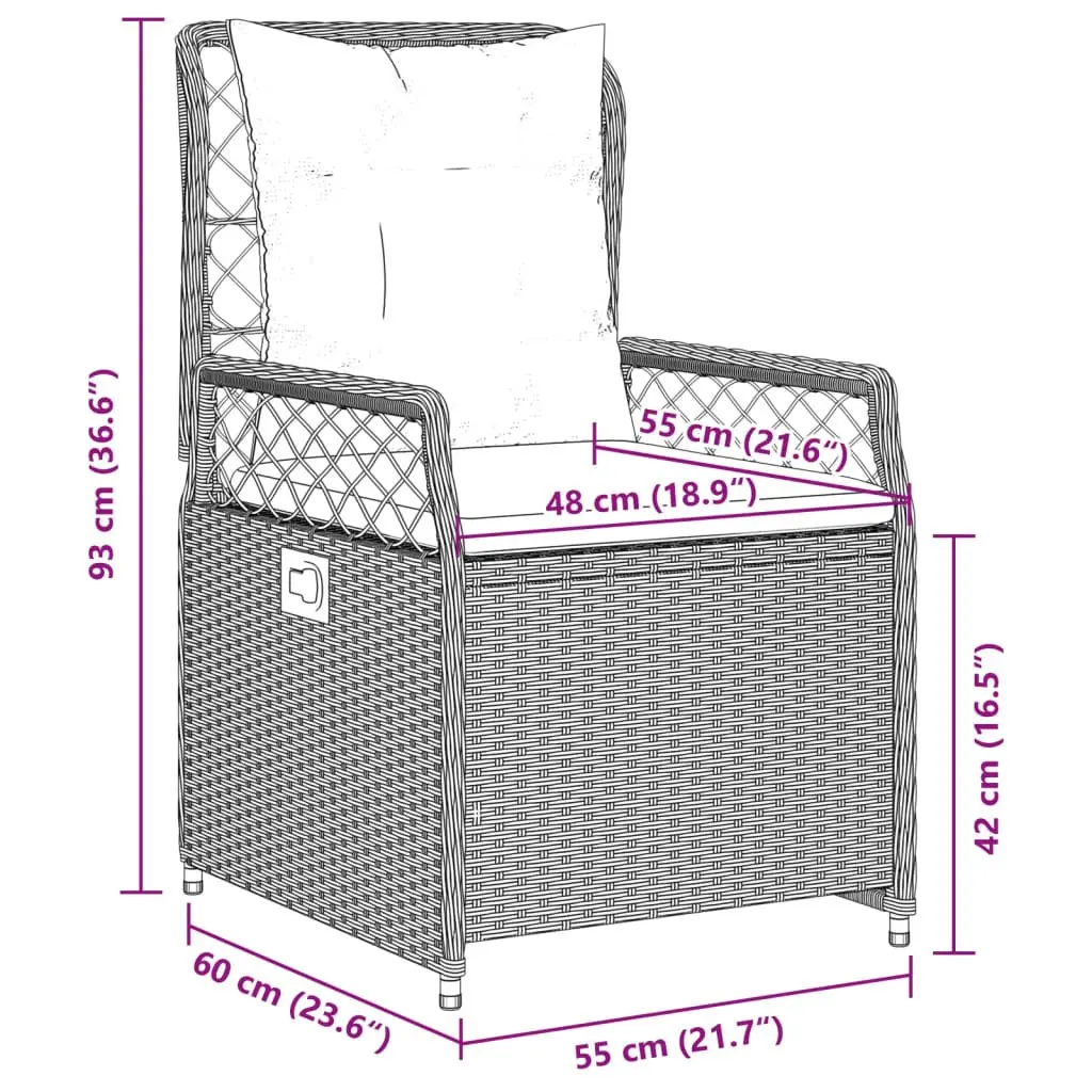 5-Piece Grey Rattan Garden Dining Set
