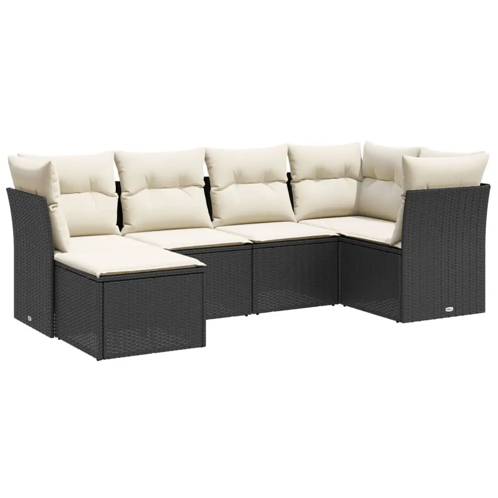 Garden Sofa Set Poly Rattan 6 Piece Outdoor Furniture Patio Seating Black