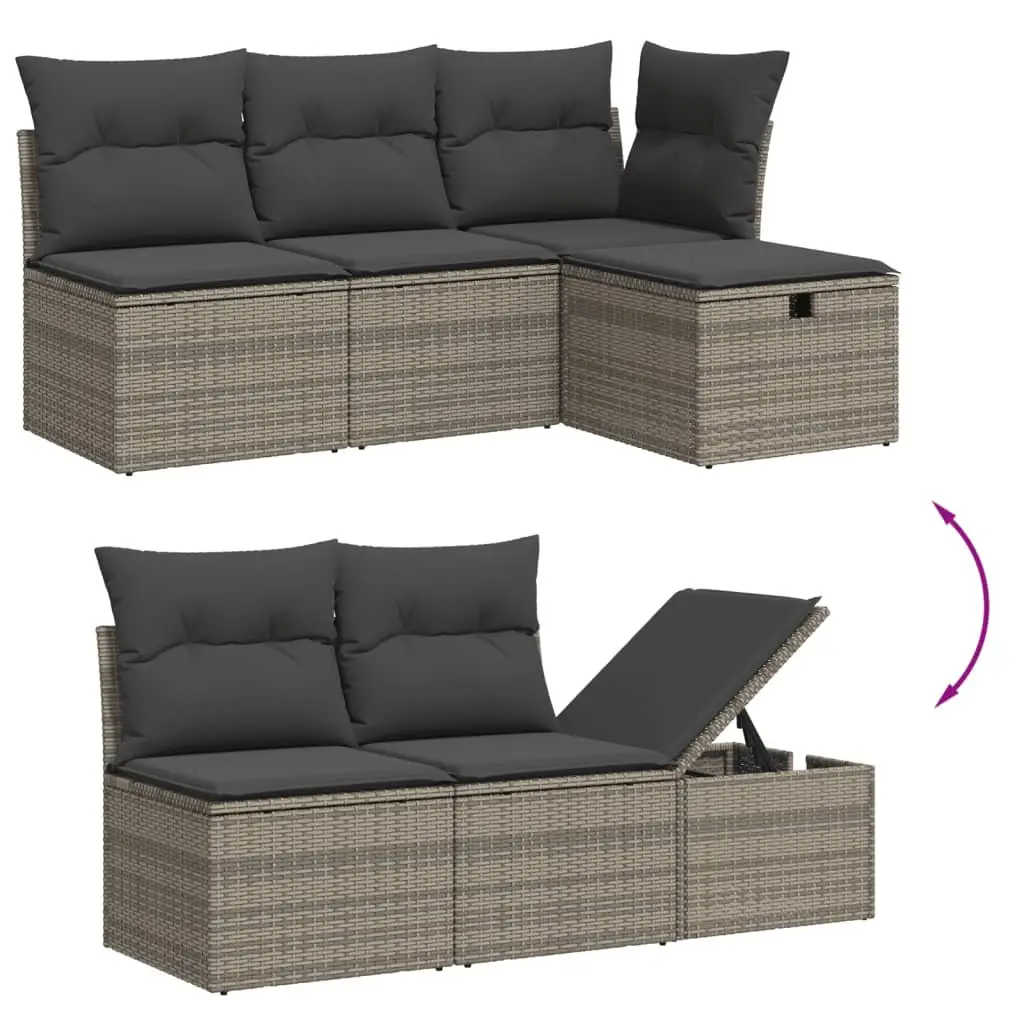 Garden Sofa Set 6 Piece Outdoor Furniture Patio Seating Grey Cushions Modular