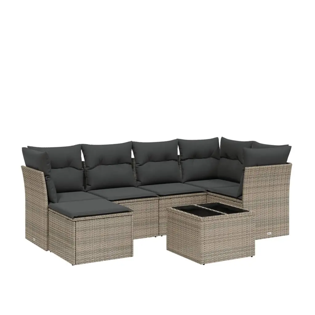 Garden Sofa Set PE Rattan 7 Piece Modular Outdoor Furniture Grey