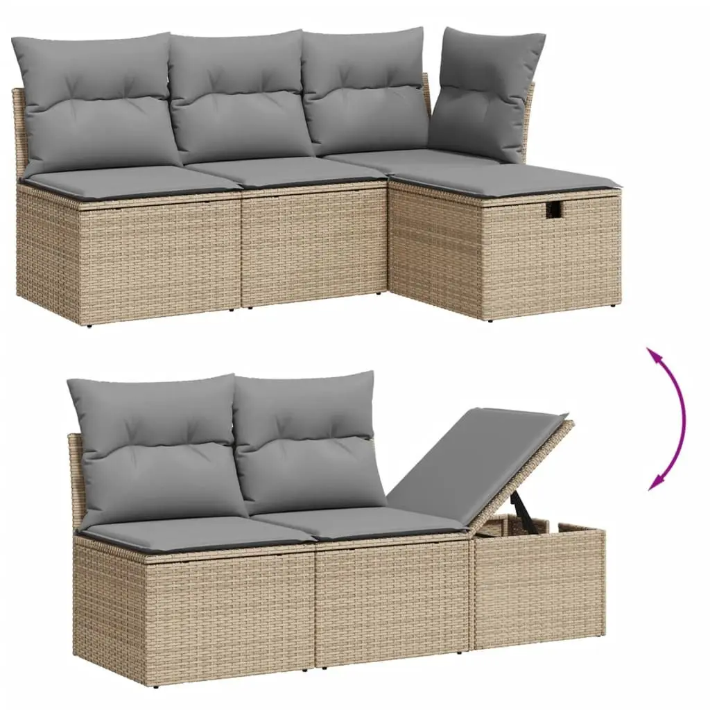 Garden Sofa Set PE Rattan 7 Piece Modular Outdoor Furniture Grey