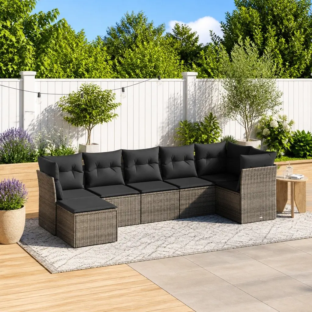 Grey 7 Piece Modular Rattan Garden Sofa Set