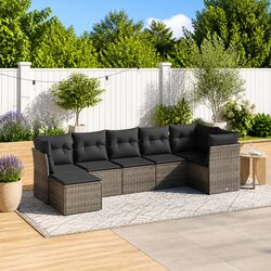 Grey 7 Piece Modular Rattan Garden Sofa Set