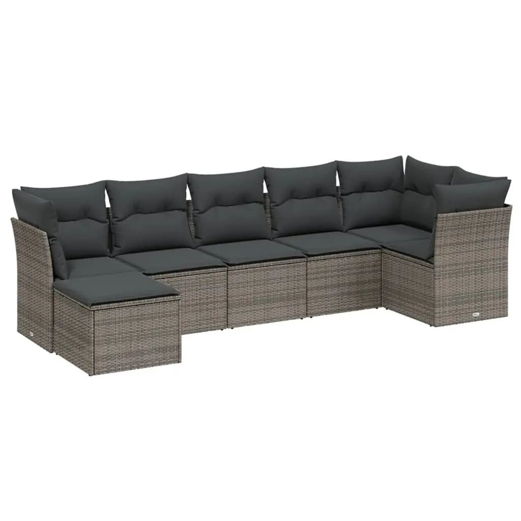 Grey 7 Piece Modular Rattan Garden Sofa Set