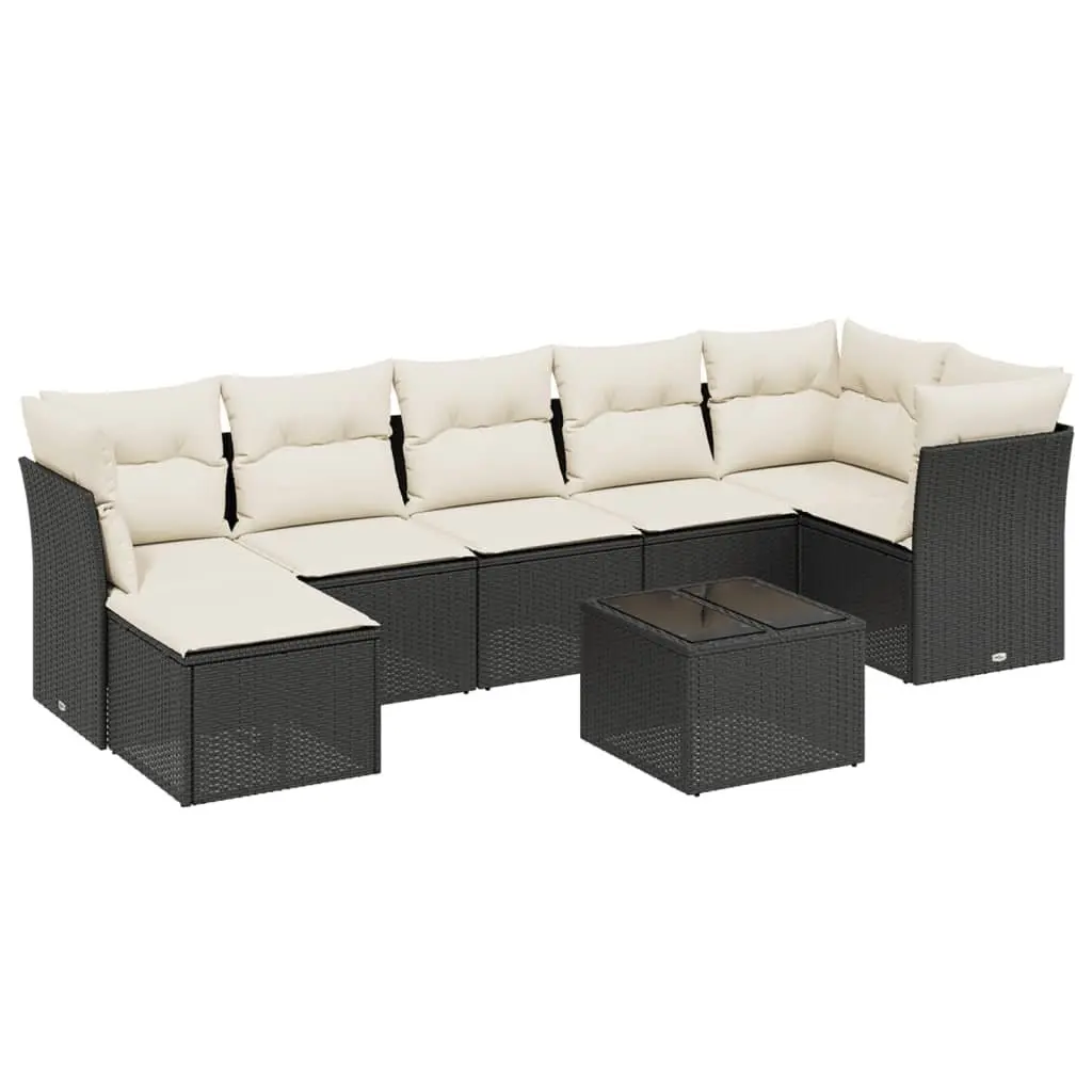 Garden Sofa Set PE Rattan 8 Piece Outdoor Furniture Patio Sectional Black