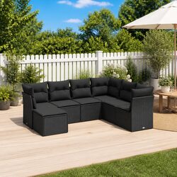 Sturdy 7 Piece Modular Garden Sofa Set in Black