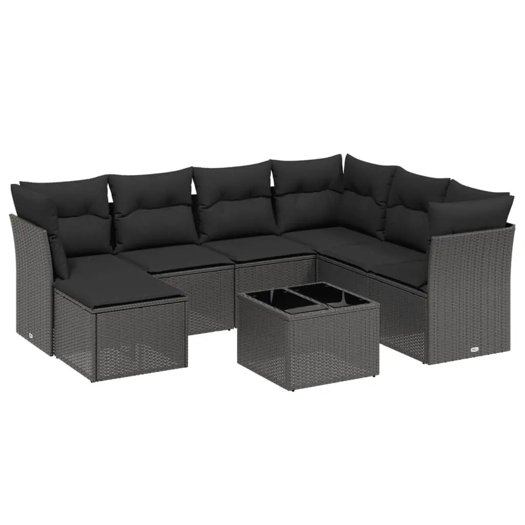 8 Piece Black Modular Garden Sofa Set