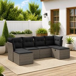 Grey 6-Piece Outdoor Garden Sofa Set with Modular Design