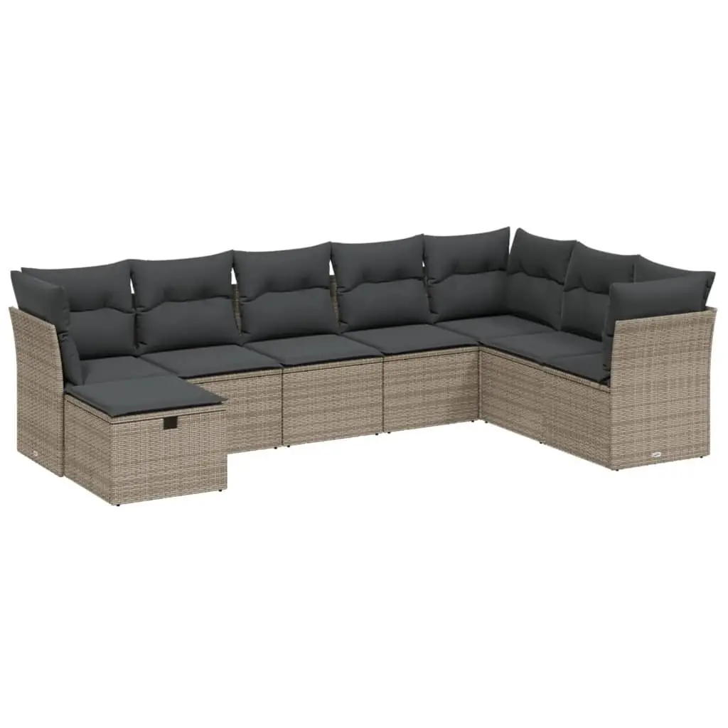 8-Piece Modular Grey Rattan Garden Sofa Set