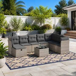 Stylish 9-Piece Grey Garden Sofa Set for Outdoor Spaces