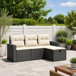 Durable Black Modular Garden Sofa Set with Cushions