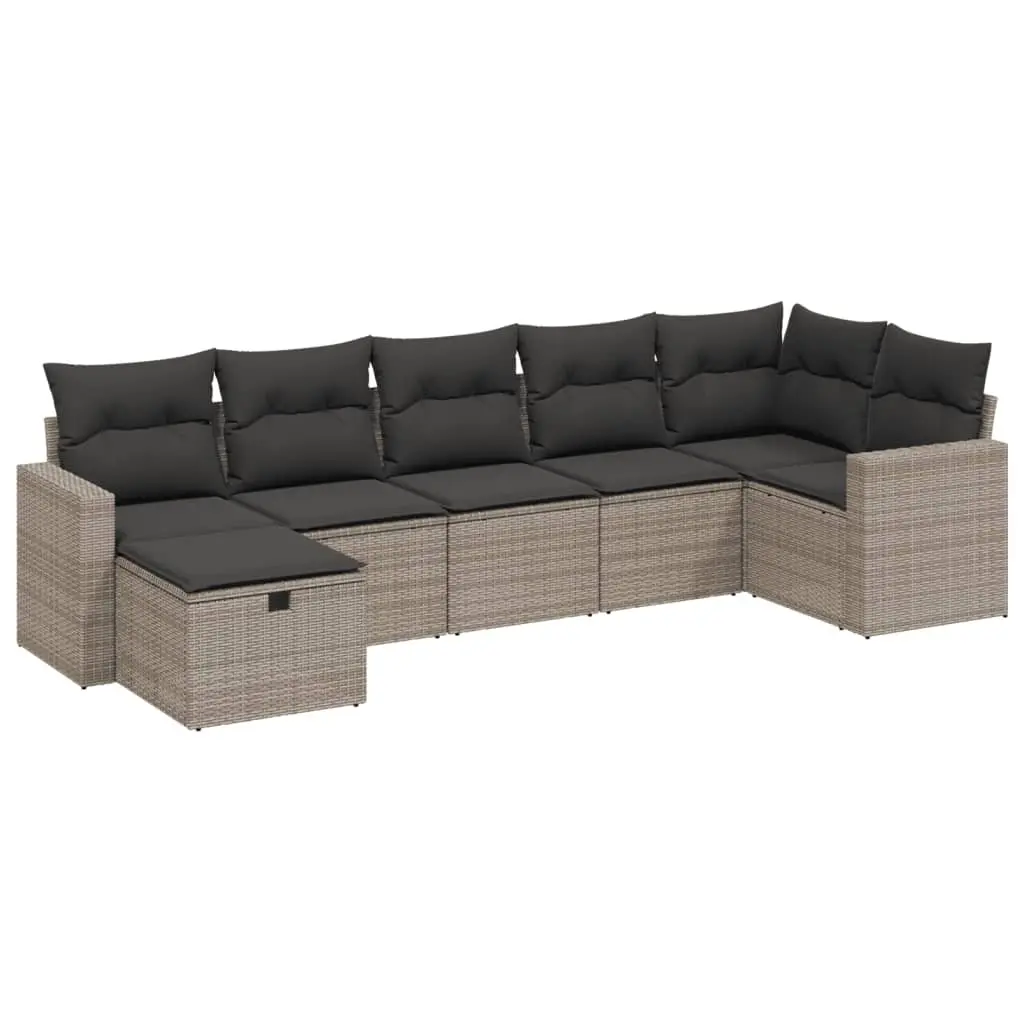 7 Piece Garden Sofa Set PE Rattan Steel Modular Grey Outdoor Patio Furniture