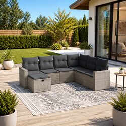 7 Piece Modular Garden Sofa Set with Cushions
