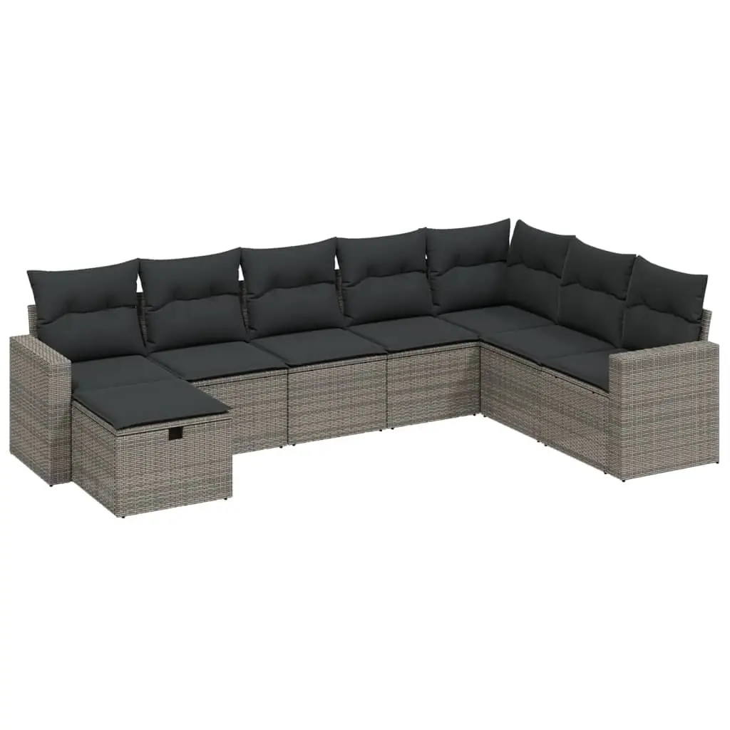8-Piece Grey Rattan Outdoor Sofa Set