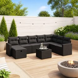 Durable 9 Piece Outdoor Garden Sofa Set with Cushions