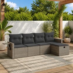Durable 5 Piece Garden Sofa Set with Cushions - Grey