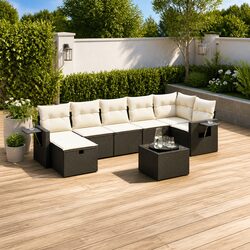 Durable 8-Piece Outdoor Garden Sofa Set in Black
