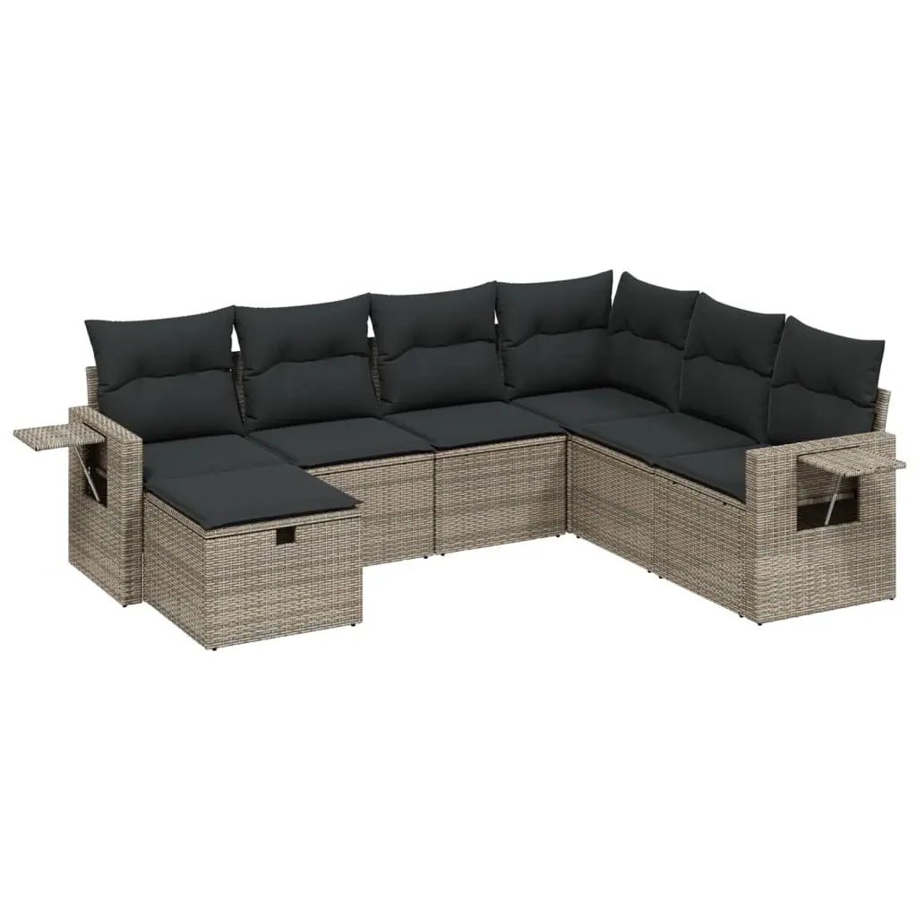 Modular 7 Piece Grey Garden Sofa Set with Cushions