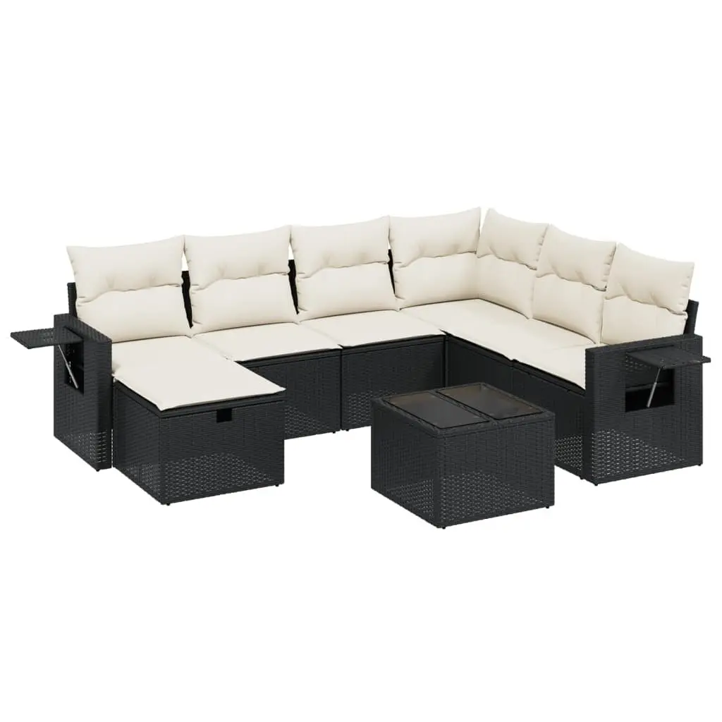 Garden Sofa Set PE Rattan 8 Piece Outdoor Furniture Patio Black with Cushions
