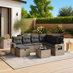 8 Piece Grey Garden Sofa Set with Durable Design