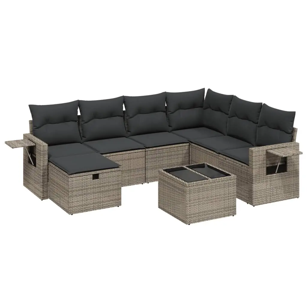 Garden Sofa Set 8 Piece Grey Outdoor Furniture Patio Lounge Sectional with