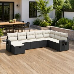 Sturdy 8 Piece Modular Garden Sofa Set in Black