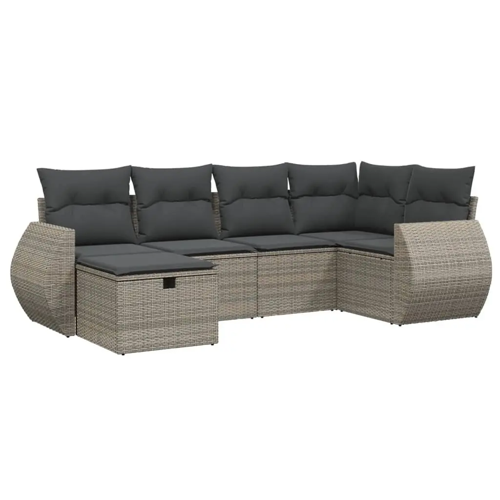 Outdoor 6-Piece Garden Sofa Set with Grey Cushions