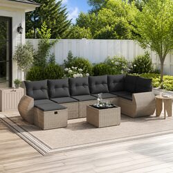 Durable 8 Piece Outdoor Sofa Set with Grey Poly Rattan