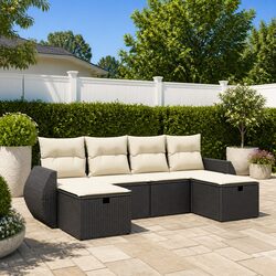 Modular Black 6 Piece Garden Sofa Set for Outdoor Use