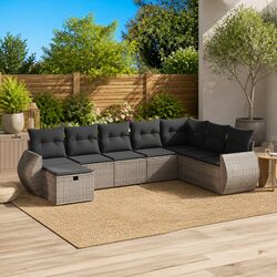 8-Piece Garden Sofa Set with Grey Cushions for Outdoors