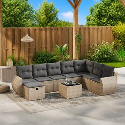 9-Piece Modular Garden Sofa Set in Grey Poly Rattan