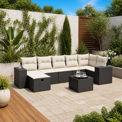 8-Piece Outdoor Patio Sectional Sofa Set in Black