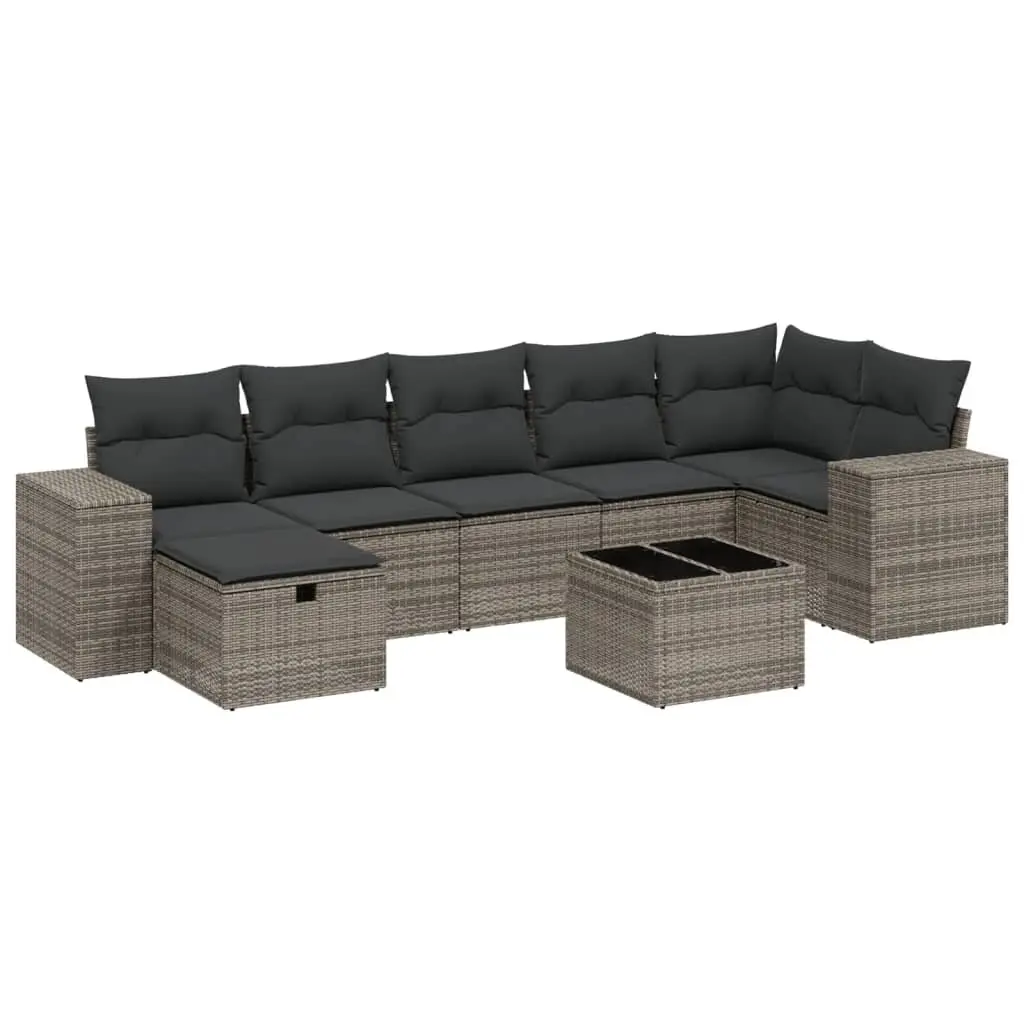 Garden Sofa Set 8 Piece Grey Outdoor Furniture Patio Rattan Sectional with