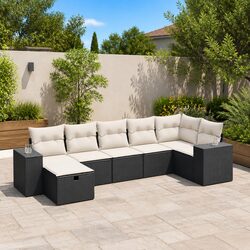 Premium 7 Piece Black Garden Sofa Set for Outdoor Spaces