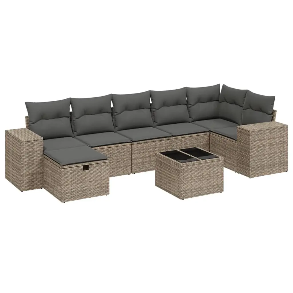 8 Piece Grey Poly Rattan Garden Sofa Set