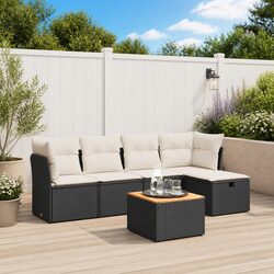 Durable Black Poly Rattan 6 Piece Garden Sofa Set