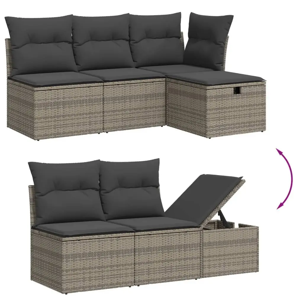 Garden Sofa Set Poly Rattan 6 Piece Outdoor Patio Furniture Grey
