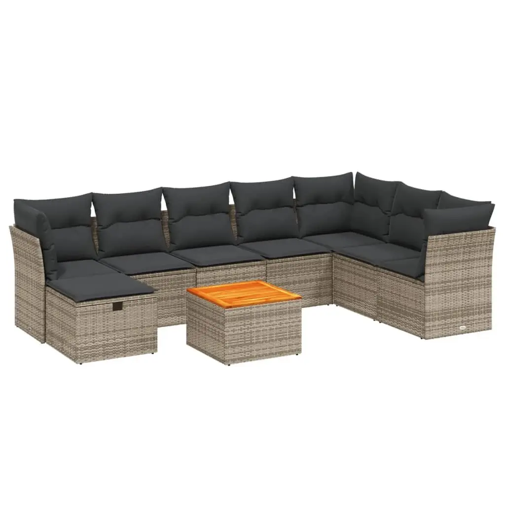 Garden Sofa Set Poly Rattan 9 Piece Modular Outdoor Furniture Grey