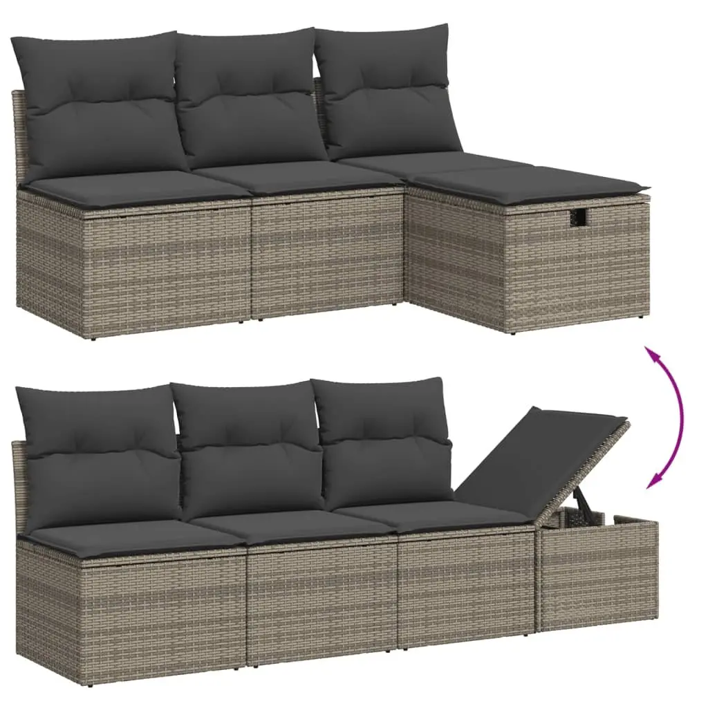 Garden Sofa Set Poly Rattan 9 Piece Modular Outdoor Furniture Grey