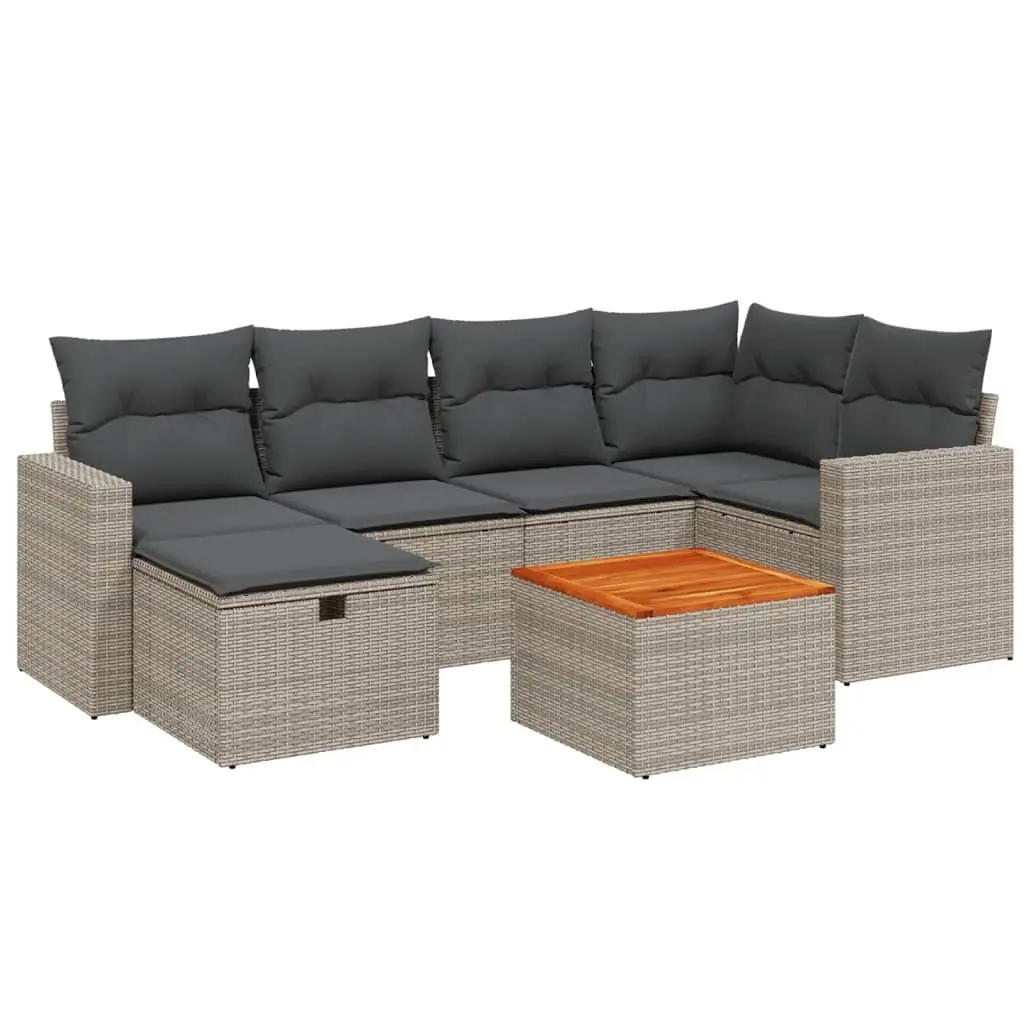 Garden Sofa Set PE Rattan 7 Piece Modular Outdoor Patio Furniture Grey