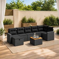 Black Poly Rattan 8 Piece Garden Sofa Set for Outdoors